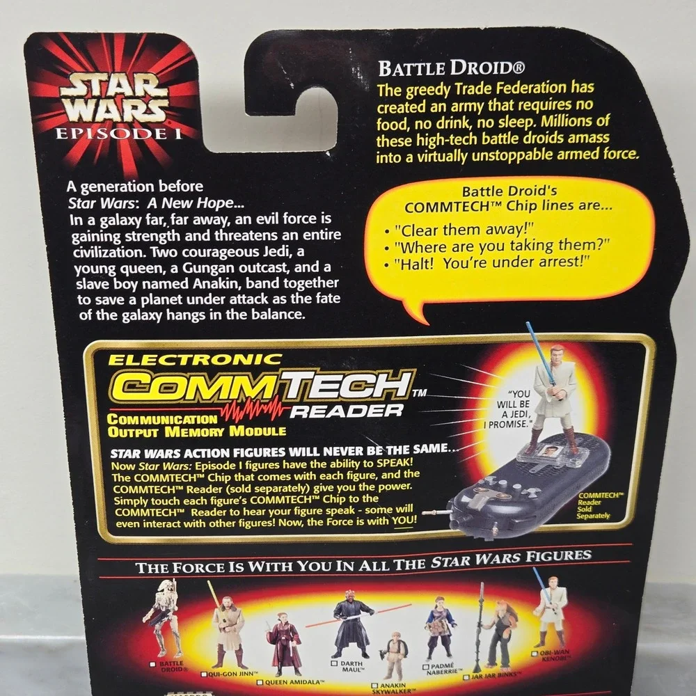 1998 Star Wars Episode I Battle Droid Action Figure CommTech Chip, Hasbro, 84092